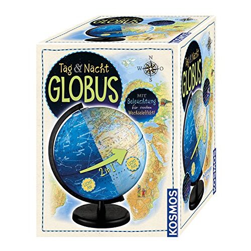Kosmos 673017 Wereldbol voor kinderen, 26 cm, met verlichting, voor kinderen vanaf 7 jaar, wereldbol om te ontdekken, lichtgevende wereldbol