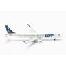 Herpa vliegtuig model LOT Polish Airlines Embraer E195 SP-LNM schaal 1:500 voor verzamelaars, miniatuur deco, metaal vliegtuig zonder onderstel