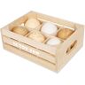 Le Toy Van Wooden Honeybee Market Farm Eggs Half Dozen Crate, Supermarket Pretend Play Shop Food