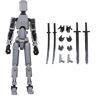 Azazaza T13 Actiefiguur Factiefiguur, Actiefiguur 3D Geprint Meervoudig Beweegbaar, Robot Action Figuur,13 Actiefiguur, Bureaubladdecoraties Voor Actiefiguren (Grijs)