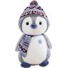 Herfair Pinguïn knuffeldier, pinguïn pluche pop met capuchon, pinguïn knuffeldier, cadeau (20 cm, grijs)