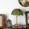 HeRfst Lámpara de escritorio de latón para el hogar, lámpara de mesa de noche con pantalla de tela de terciopelo hecha a mano, decoración europea para sala de estar, lámpara de mesa, accesorio de ilum