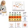 GEDOX Spellingspel Houten Blokken Spellingspel, Leesblokkenspel, Flash-kaarten Letterpuzzel   Woorden Alfabet Leren Speelgoed Voor Kinderen Preschool Jongens Meisjes