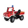 ROLLY TOYS Unimog 038220 Brandweerauto vanaf 3 jaar, brandweerauto om zelf te rijden met fluisterbanden, schakeling, handrem, trapvoertuig, trapauto vanaf 3 jaar, brandweer Unimog