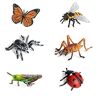 Olsixxuuk 6 stuks realistische insectenfiguren, speelgoed, kunststof set met vlinder, bij, spin, schoolproject voor kinderen en peuters