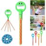 Seymal Bubble Wands for Kids, 32 Hole Smiling Face Bubble Stick with Bubbles Refill, Children's Bubble Wand Toy, 5-Claw Bubble Wands for Kids, Bubble Machine for Summer Toy Party Favor (Color : Green)