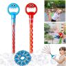 ZHEQREWI 32 Hole Smiling Face Bubble Stick with Bubbles Refill, 2024 New Five Claw 32 Hole Bubble Toy, 5 Claw Bubble Wands, Bubble Machine for Summer Toy Party Favor, Children's Bubble Wand (Blue &Red)