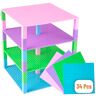 Strictly Briks Brik Tower Klassieke bouwplaten 100% compatibel met alle grote merken 4 stapelbare bouwplaten & 30 Stackers blauw, groen, roze & paars 25,5 x 25,5 cm (de bouwplaten)