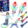 FOSUBOO Raketspeelgoed voor kinderen, 6 raketspeelgoed (3 x led-raketten + 3 x schuimraketten + stickers) tuinspeelgoed voor 3, 4, 5, 6, 7 jaar, jongens, meisjes, luchtraketwerper, kinderspeelgoed, cadeau