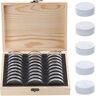 Kinsinder 30Pcs Coin Capsules, Houten Munt Collectie Doos Munt Verzamelen Opslag Munt Houder Case Met Ronde Munt Capsules Voor Munt Collectors