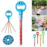 Seymal Bubble Wands for Kids, 32 Hole Smiling Face Bubble Stick with Bubbles Refill, Children's Bubble Wand Toy, 5-Claw Bubble Wands for Kids, Bubble Machine for Summer Toy Party Favor (Color : Blue)