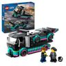 Lego City Raceauto en transporttruck Speelgoed Auto en Vrachtwagen Set met Verstelbare Laadbrug, Minifiguren van een Coureur en Chauffeur, Leuk Cadeau voor Kinderen vanaf 6 Jaar 60406