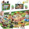 Fivejoy Animali Fattoria voor Bambini, 42 Pezzi Animali Giocattolo Bambini, Figure Animali Fattoria Realistici Con Tappetino da Gioco e Tigre Elefante Leone e Giraffa, Giochi Bambini 3 4 5 Anni