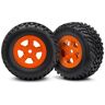 Traxxas - Tires and wheels, ass, glued (SCT Orange wheels, SCT off-road (TRX-7674A)