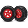 Traxxas - Tires and wheels, ass, glued (SCT Red wheels, SCT off-road (TRX-7674R)