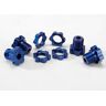 Traxxas Wheel hubs, splined, 17mm (blue-anodized) (4)/ wheel nuts, splined, 17mm (blue-anodized) (4)/ screw pins, 4x13mm (with threadlock) (4)