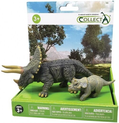 Collecta prehistorie: Triceratops met baby speelset 2 delig - Groen