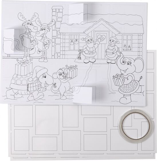 Creotime maak je eigen kerstkalender 30 x 42 cm 5 stuks - Wit