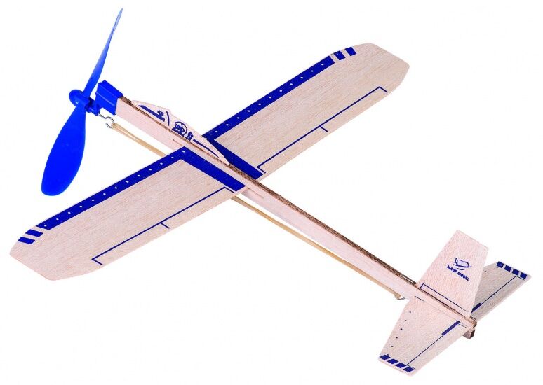 Goki Houten Zweefvliegtuig Eagle Jet: 35,5 cm - Wit,Blauw