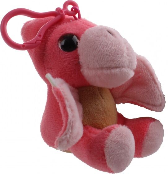 Kamparo sleutelhanger Sparkle Eye Dino clip on roze 12 cm - Roze