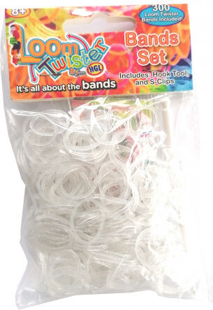 Loom Twister loombandjes junior rubber transparant 300 delig - Transparant