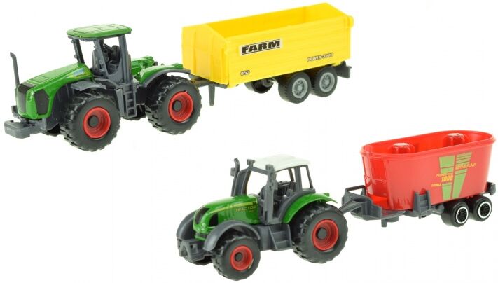 Toi-Toys Toi Toys landbouwvoertuigen set 4 delig 16 cm groen/rood/geel - Groen,Geel,Rood