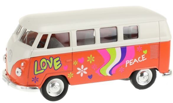 Toi-Toys Toi Toys Welly hippie volkswagenbus oranje 10,5 cm - Oranje