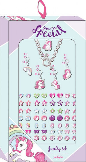 Unicorn sieraden set meisjes 12 x 16 x 22 cm 6 delig - Multicolor