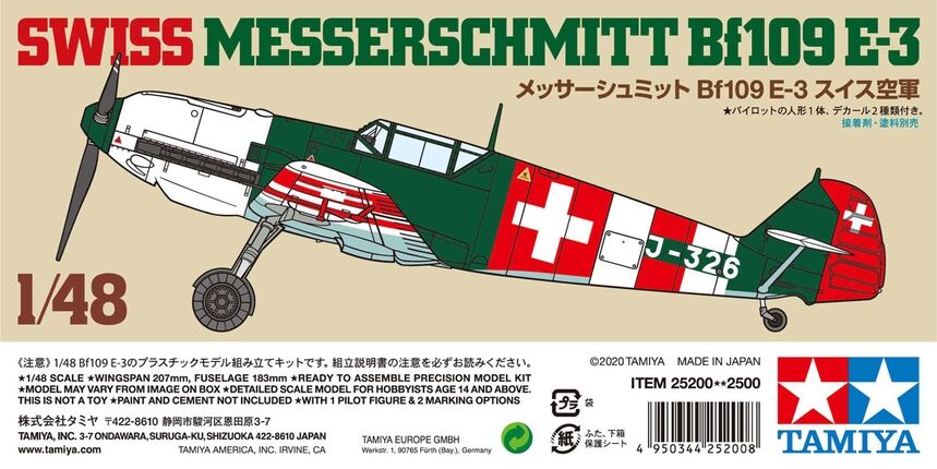 Swiss Messerschmitt Bf109 E-3 Tamiya 1:48 Byggesett