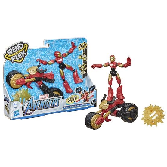 Avengers Marvel, Bend and Flex, Flex Rider Iron Man og 2-i-1-motorsykkel