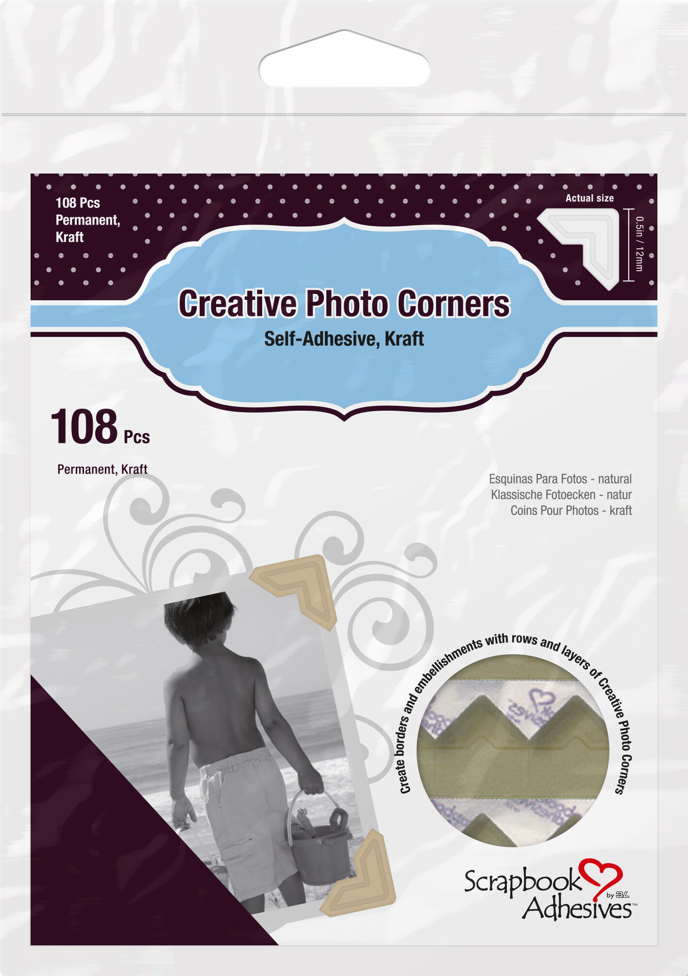 Focus 3l Creative Photo Corners Brun - 108 Stk