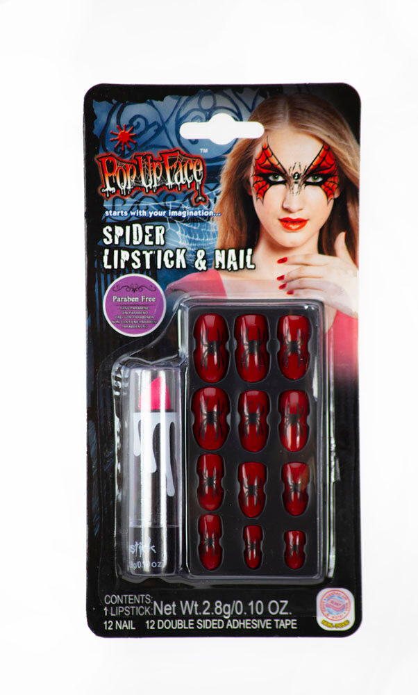 Halloween Pop Up Face - Spider Lipstick & Nail