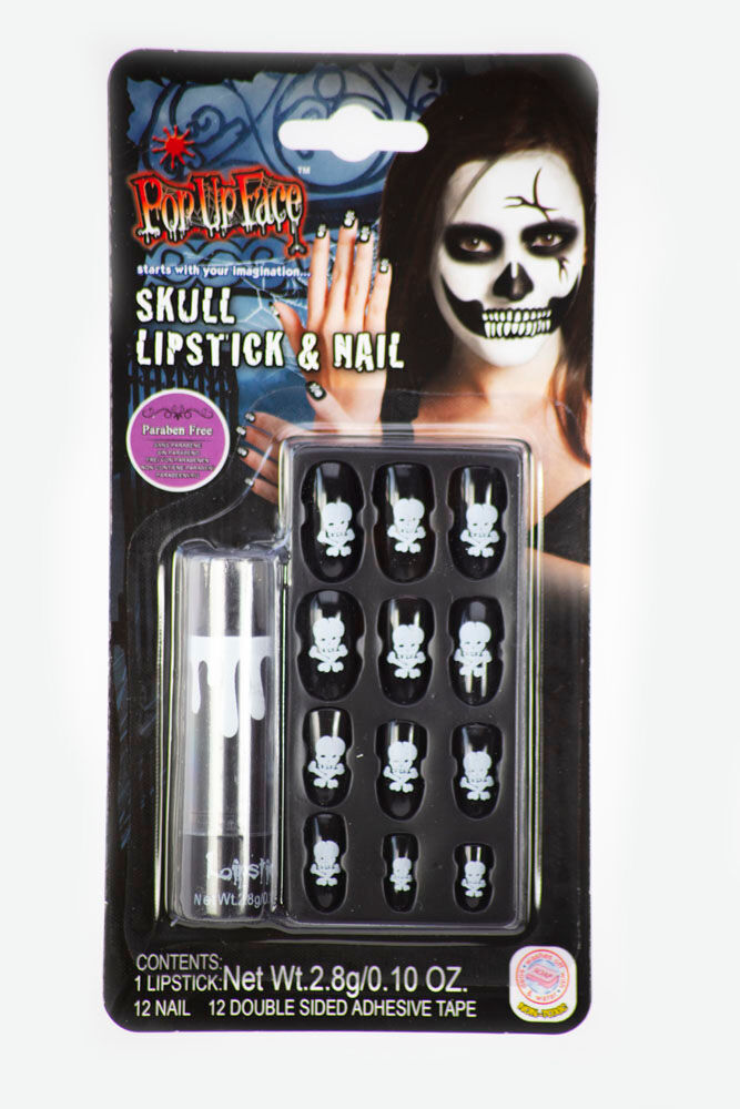 Halloween Pop Up Face - Skull Lipstick & Nail