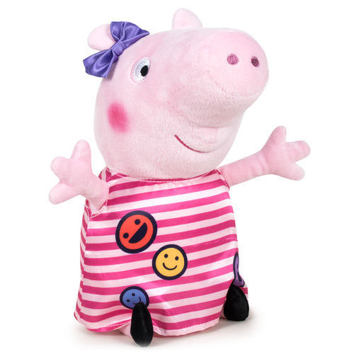 Peppa Gris Plysjbams 45cm - Peppa M/stripete Kjole