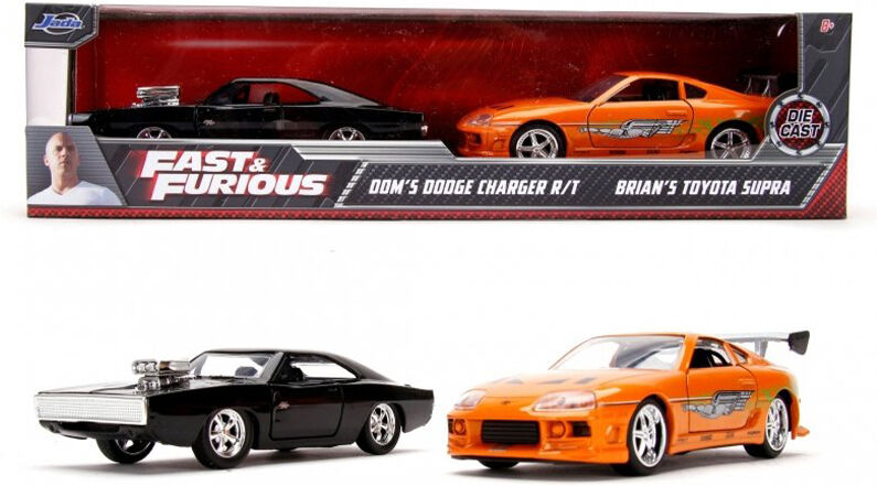 Fast & Furious Kjøretøy 1:32 - Dom'S Charger R/t & Brian'S Toyota Supra