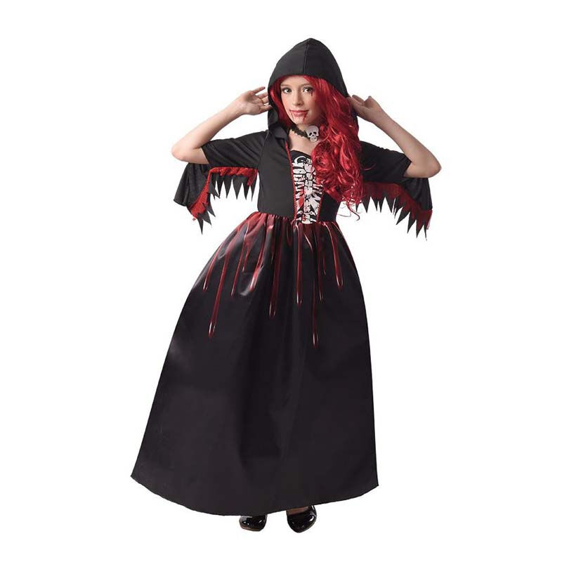 Halloween Skjelett Kjole Kostyme - Medium 6-8 År