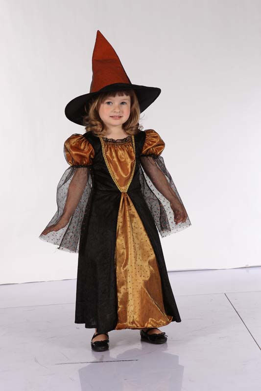Halloween Heks Kostyme Oransje - Småbarn 2-4 År (92-104cm)