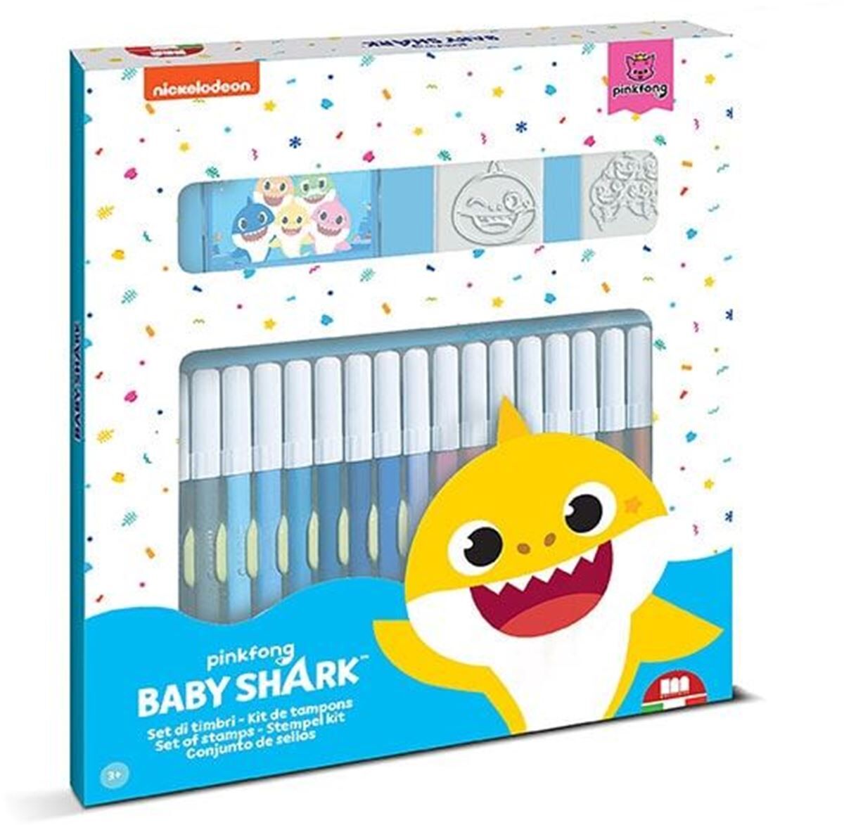 Baby Shark Fargesett Stempelsett med 18 tusjer