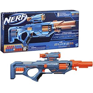 Hasbro Wyrzutnia Nerf Elite 2.0 Eaglepoint RD-8, 8-strzałkowy magazynek bębnowy, zdejmowany celownik i lufa, 16 strzałek Nerf, mechanizm ryglowy