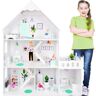 Kinderplay Olbrzymi drewniany domek dla lalek Barbie Mint Taras 120 cm + światło LED