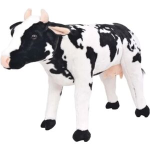 Vidaxl Brinquedo de montar vaca peluche preto e branco XXL