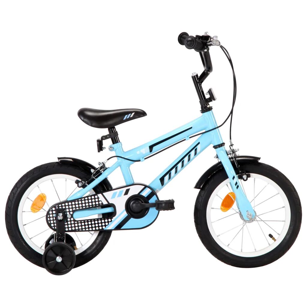 vidaXL Bicicleta de criança roda 14" preto e azul