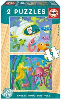 Educa Conjunto de 2 Puzzles Animais Aquáticos (18 Peças)