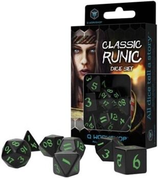 Q Workshop Pacote de Dados Classic Dice Set (Preto e Verde)