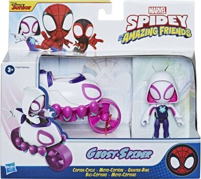 Spidey And His Amazing Friends Figura de Ação Ghost-Spider Copter-Cycle (Idade Mínima: 3 anos)