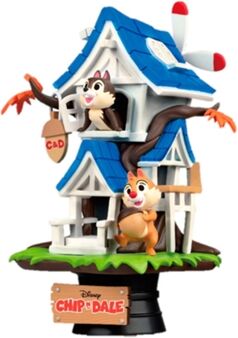 Beast Kingdom Figura Figura Diorama Casa Arbol Chip &#38; Dale Disney 16cm