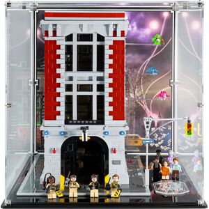 Display Case For LEGO® Ghostbusters Firehouse Headquarters   Premium LEGO Acrylic Display Case with Background Design   Wicked Brick