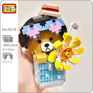 LOZ 9278 Bear Drink Cup Sunflower Hat Heart Glasses Animal Pet Doll Mini Diamond Blocks Bricks Building Toy For Children No Box