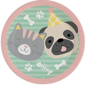 amscan Hello Pets 9906541-66 8 Plates Round Paper 23 cm