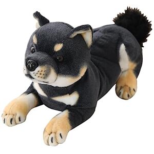 GHKFEJGDEN Realistic Shiba Inu Dog Plush Toy,13.7 Inch Black Corgi Puppy Stuffed Animal Toys Children Japanese Doll Doge Dog Gift Gifts For Kids (Color : Black, Size : 35CM)